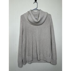 Chicos Size 1 US 8 Oatmeal Cowl Neck Sweater Rayon/Cashmere Pullover